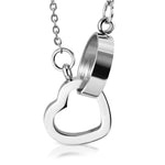 Stainless Steel Interlocking Open Cut-Out Love Heart Promise Ring Charm Link Chain Necklace Pendant - Comfort Zone Studios