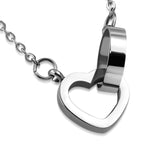 Stainless Steel Interlocking Open Cut-Out Love Heart Promise Ring Charm Link Chain Necklace Pendant - Comfort Zone Studios