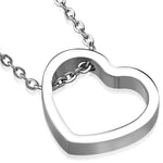 Stainless Steel Floating Open Love Heart Charm Link Chain Necklace Pendant - Comfort Zone Studios