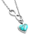Stainless Steel Interlocking Infinity Love Heart Turquoise Stone Charm Link Chain Necklace - Comfort Zone Studios