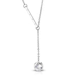 Stainless Steel Screw Bar Cubic Zirconia Circle Charm Y Necklace Pendant Chain - Comfort Zone Studios