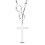 Stainless Steel Interlocking Infinity Minimalist Cross Charm Link Chain Necklace Pendant - Comfort Zone Studios