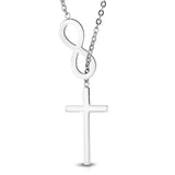 Stainless Steel Interlocking Infinity Minimalist Cross Charm Link Chain Necklace Pendant - Comfort Zone Studios
