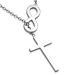 Stainless Steel Interlocking Infinity Minimalist Cross Charm Link Chain Necklace Pendant - Comfort Zone Studios