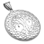 Stainless Steel Cut-Out Bodhi Tree of Life Celtic Knot Medallion Round Circle Pendant Necklace - Comfort Zone Studios