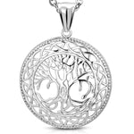Stainless Steel Cut-Out Bodhi Tree of Life Celtic Knot Medallion Round Circle Pendant Necklace - Comfort Zone Studios