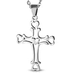 Stainless Steel Floating Open Love Heart Religious Cross Pendant Necklace - Comfort Zone Studios