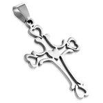 Stainless Steel Floating Open Love Heart Religious Cross Pendant Necklace - Comfort Zone Studios