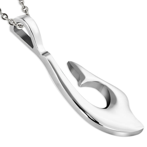 Stainless Steel Maori Tribal Hawaiian Fish Hook Charm Pendant Necklace - Comfort Zone Studios