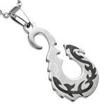 Stainless Steel Two-Tone Maori Tribal Hawaiian Fish Hook Charm Pendant Necklace - Comfort Zone Studios
