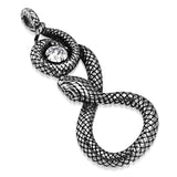 Stainless Steel Antique Vintage Spiral Serpent Loki Snake CZ Biker Necklace Pendant - Comfort Zone Studios