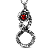 Stainless Steel Antique Vintage Spiral Serpent Loki Snake CZ Biker Necklace Pendant - Comfort Zone Studios