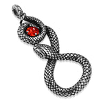 Stainless Steel Antique Vintage Spiral Serpent Loki Snake CZ Biker Necklace Pendant - Comfort Zone Studios