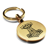 Stainless Steel Viking Mjolnir (Thor’s Hammer) Round Medallion Keychain