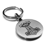 Stainless Steel Viking Mjolnir (Thor’s Hammer) Round Medallion Keychain