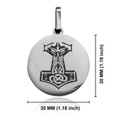 Stainless Steel Viking Mjolnir (Thor’s Hammer) Round Medallion Pendant