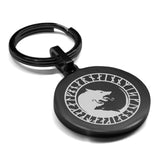 Stainless Steel Viking Ulfhednar Wolves Round Medallion Keychain