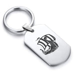 Stainless Steel Viking Ship Dog Tag Keychain - Comfort Zone Studios