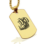 Stainless Steel Viking Ship Dog Tag Pendant - Comfort Zone Studios