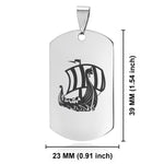 Stainless Steel Viking Ship Dog Tag Pendant - Comfort Zone Studios