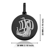 Stainless Steel Viking Ship Round Medallion Keychain