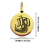 Stainless Steel Viking Ship Round Medallion Pendant