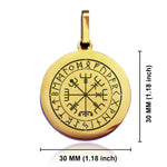 Stainless Steel Viking Vegvisir (Compass) Round Medallion Keychain