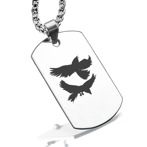 Stainless Steel Viking Odin&rsquo;s Ravens Dog Tag Pendant - Comfort Zone Studios