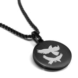 Stainless Steel Viking Odin’s Ravens Round Medallion Pendant