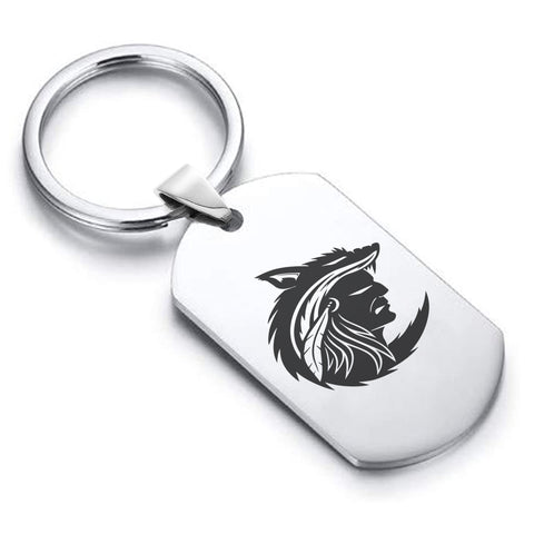 Stainless Steel Apache Warrior Champion Dog Tag Keychain - Comfort Zone Studios