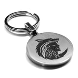 Stainless Steel Apache Warrior Champion Round Medallion Keychain