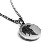 Stainless Steel Spartan Warrior Champion Round Medallion Pendant