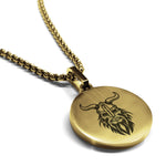 Stainless Steel Viking Warrior Champion Round Medallion Pendant