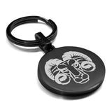 Stainless Steel Aries Zodiac (Ram) Round Medallion Keychain