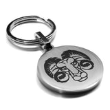 Stainless Steel Aries Zodiac (Ram) Round Medallion Keychain