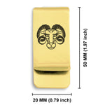 Stainless Steel Aries Zodiac (Ram) Classic Slim Money Clip