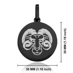 Stainless Steel Aries Zodiac (Ram) Round Medallion Keychain