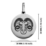 Stainless Steel Aries Zodiac (Ram) Round Medallion Pendant