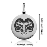 Stainless Steel Aries Zodiac (Ram) Round Medallion Pendant