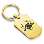 Stainless Steel Taurus Zodiac (Bull) Dog Tag Keychain - Comfort Zone Studios