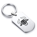 Stainless Steel Taurus Zodiac (Bull) Dog Tag Keychain - Comfort Zone Studios