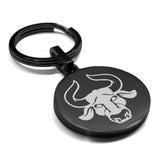 Stainless Steel Taurus Zodiac (Bull) Round Medallion Keychain