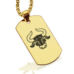 Stainless Steel Taurus Zodiac (Bull) Dog Tag Pendant - Comfort Zone Studios