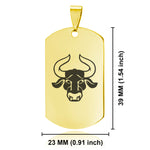 Stainless Steel Taurus Zodiac (Bull) Dog Tag Pendant - Comfort Zone Studios