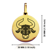 Stainless Steel Taurus Zodiac (Bull) Round Medallion Pendant