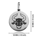 Stainless Steel Taurus Zodiac (Bull) Round Medallion Pendant