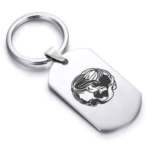 Stainless Steel Gemini Zodiac (Twins) Dog Tag Keychain - Comfort Zone Studios