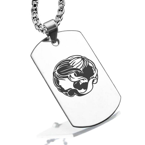 Stainless Steel Gemini Zodiac (Twins) Dog Tag Pendant - Comfort Zone Studios