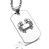 Stainless Steel Cancer Zodiac (Crab) Dog Tag Pendant - Comfort Zone Studios
