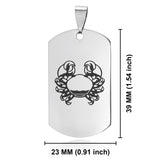 Stainless Steel Cancer Zodiac (Crab) Dog Tag Pendant - Comfort Zone Studios